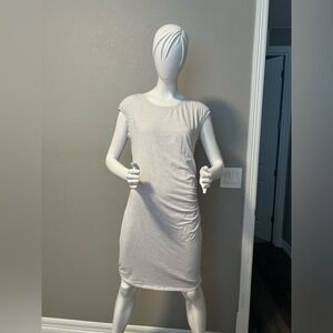 Athleta Dress Gray Striped Ruched Stretch Size L